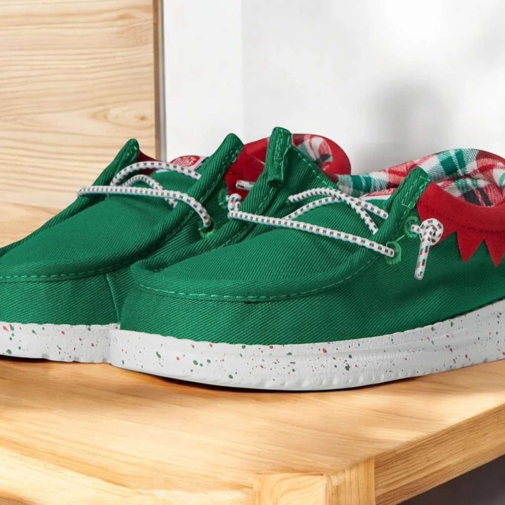 Kids NWT Hey Dude Shoes Wally Holiday Elf size Multiple Sizes